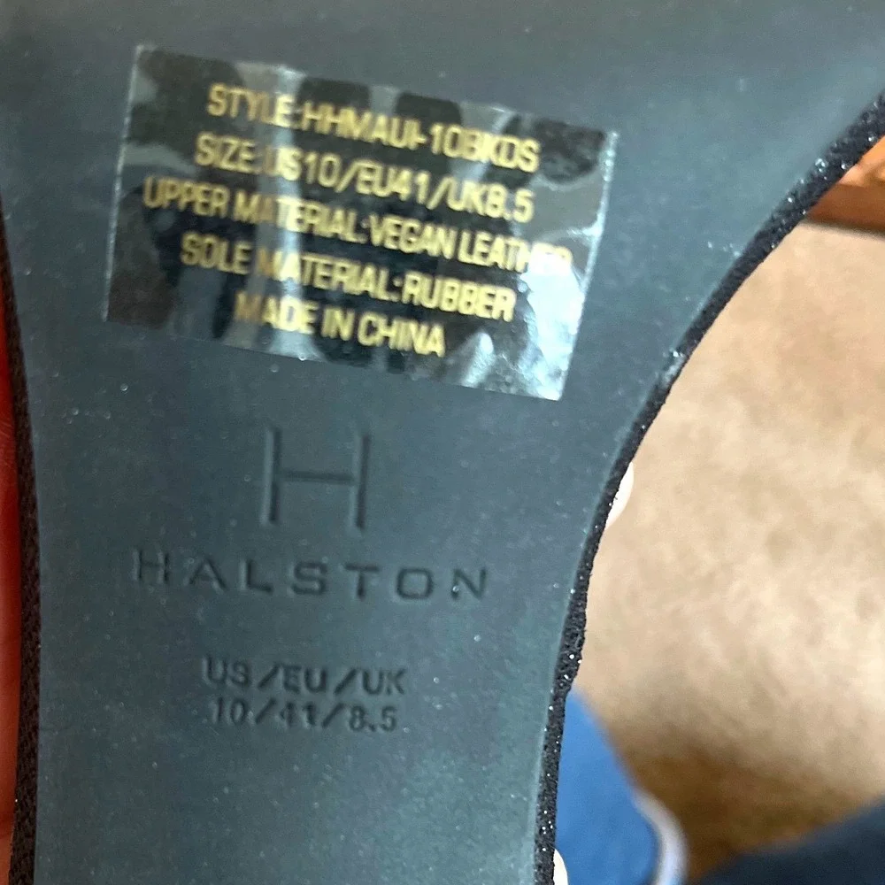 Halston Maui Black Glitter Stiletto Ankle Strap Sandals Heels US 10 EU 41